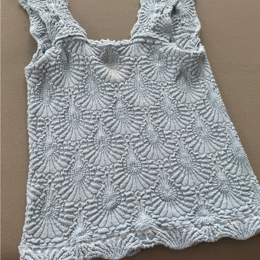 Free People Blue Ruched Sleeveless Tank Top